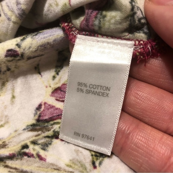 J Jill Floral Cotton Spandex Sleeveless Tank Ruched Side Tie Wrap Size Large - Picture 5 of 9